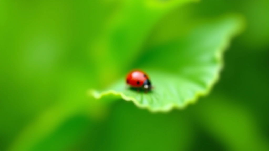 Ladybug on green leaf in organic vegetable garden, natural pest control in action