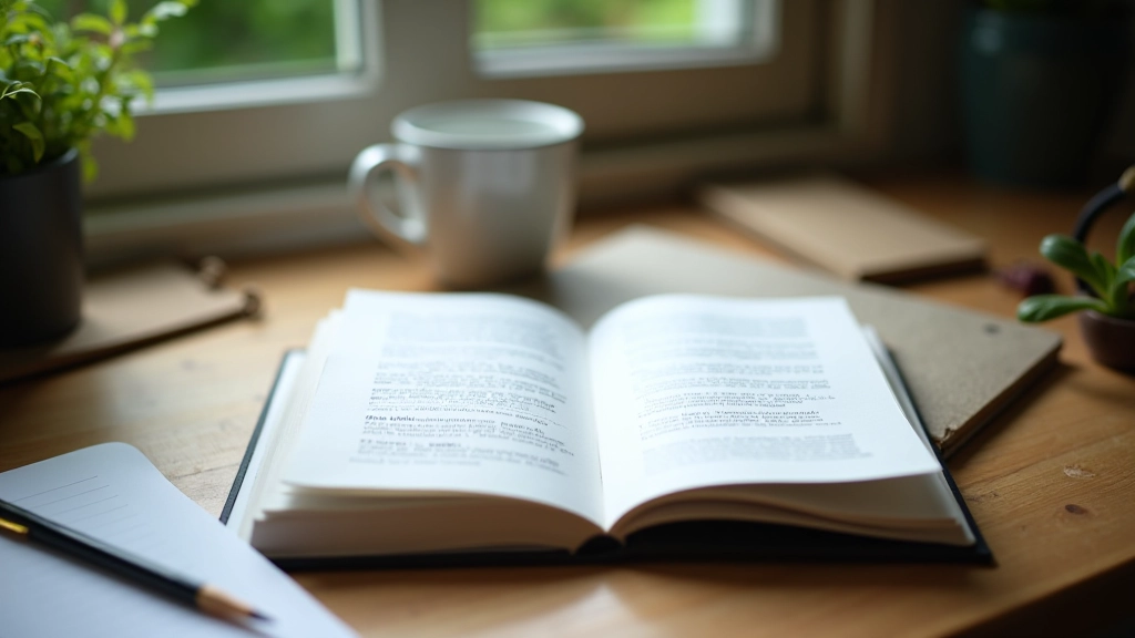 RHS gardening guide book open on wooden table with morning coffee
