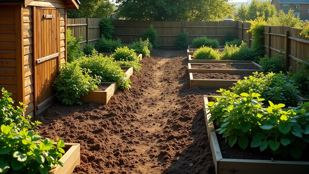 Allotment plot with raised beds and new gardener